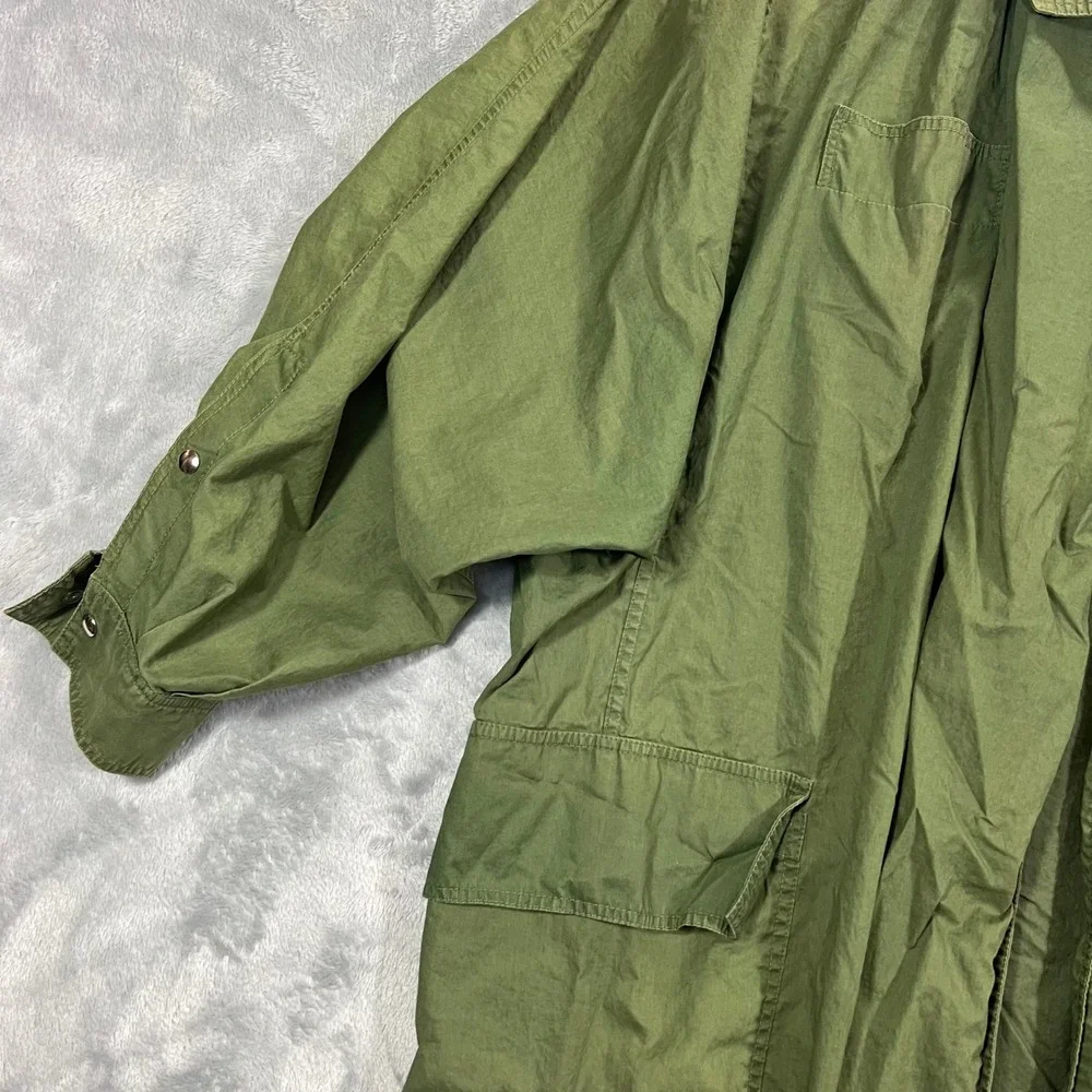 Pierre D'Alby Utility Jacket Womens M Green Good Vintage Oversized Cargo Snap